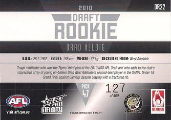 2011 Select AFL Infinity - Draft Rookies #DR22 Brad Helbig Back